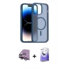 MARSİLYAN™- iPhone 14 Kılıf Siluet Minimal Prime - Siyah Bilvis 5in1 5D Magic Hayalet Cam Ekran Koruyucu + Gümüş Raze Metal Kamera Lens