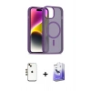 MARSİLYAN™- iPhone 14 Kılıf Siluet Minimal Prime - Siyah Bilvis 5in1 5D Magic Hayalet Cam Ekran Koruyucu + Shine Kamera Lens - GD