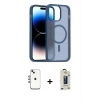 MARSİLYAN™- iPhone 14 Kılıf Siluet Minimal Prime - Siyah Bilvis Hayalet Cam Ekran Koruyucu + Shine Kamera Lens - GI