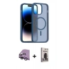 MARSİLYAN™- iPhone 14 Kılıf Siluet Minimal Prime - Siyah Bilvis Hayalet Cam Ekran Koruyucu + Raze Metal Kamera Lens - GS