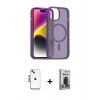 MARSİLYAN™- iPhone 14 Kılıf Siluet Minimal Prime - Siyah Bilvis Hayalet Cam Ekran Koruyucu + Shine Kamera Lens - GS