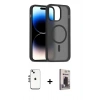 MARSİLYAN™- iPhone 14 Kılıf Siluet Minimal Prime - Siyah Bilvis Hayalet Cam Ekran Koruyucu + Shine Kamera Lens - GS