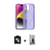 MARSİLYAN™- iPhone 14 Kılıf Siluet Minimal Prime - Siyah Bilvis Hayalet Cam Ekran Koruyucu + PVD Metal Kamera Lens - MI