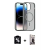 MARSİLYAN™- iPhone 14 Kılıf Siluet Minimal Prime - Siyah Bilvis Hayalet Cam Ekran Koruyucu + PVD Metal Kamera Lens - MI