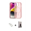 MARSİLYAN™- iPhone 14 Kılıf Siluet Minimal Prime - Siyah Bilvis Hayalet Cam Ekran Koruyucu + Diamond Kamera Lens - PE