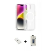 MARSİLYAN™- iPhone 14 Kılıf Siluet Minimal Prime - Siyah Bilvis Hayalet Cam Ekran Koruyucu + Diamond Kamera Lens - PE
