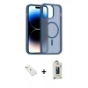 MARSİLYAN™- iPhone 14 Kılıf Siluet Minimal Prime - Siyah Bilvis Hayalet Cam Ekran Koruyucu + Diamond Kamera Lens - PE