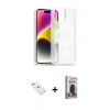 MARSİLYAN™- iPhone 14 Kılıf Siluet Minimal Prime - Siyah Bilvis Hayalet Cam Ekran Koruyucu + Diamond Kamera Lens - PE