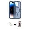 MARSİLYAN™- iPhone 14 Kılıf Siluet Minimal Prime - Siyah Bilvis Hayalet Cam Ekran Koruyucu + Diamond Kamera Lens - PE