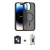 MARSİLYAN™- iPhone 14 Kılıf Siluet Minimal Prime - Siyah Bilvis Hayalet Cam Ekran Koruyucu + PVD Metal Kamera Lens - SH