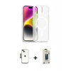 MARSİLYAN™- iPhone 14 Kılıf Siluet Minimal Prime - Siyah Bilvis Hayalet Cam Ekran Koruyucu + Shine Kamera Lens - SH