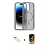 MARSİLYAN™- iPhone 14 Kılıf Siluet Minimal Prime - Siyah Buffer Cam Ekran Koruyucu + Diamond Kamera Lens - KI