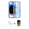 MARSİLYAN™- iPhone 14 Kılıf Siluet Minimal Prime - Siyah Buffer Cam Ekran Koruyucu + Diamond Kamera Lens - KI
