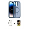 MARSİLYAN™- iPhone 14 Kılıf Siluet Minimal Prime - Siyah Buffer Cam Ekran Koruyucu + Shine Kamera Lens - GI