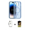 MARSİLYAN™- iPhone 14 Kılıf Siluet Minimal Prime - Siyah Buffer Cam Ekran Koruyucu + Shine Kamera Lens - GI