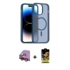 MARSİLYAN™- iPhone 14 Kılıf Siluet Minimal Prime - Siyah Buffer Cam Ekran Koruyucu + Kırmızı Raze Metal Kamera Lens