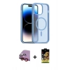 MARSİLYAN™- iPhone 14 Kılıf Siluet Minimal Prime - Siyah Buffer Cam Ekran Koruyucu + Kırmızı Raze Metal Kamera Lens