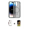 MARSİLYAN™- iPhone 14 Kılıf Siluet Minimal Prime - Siyah Buffer Cam Ekran Koruyucu + Kırmızı Shine Kamera Lens