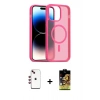 MARSİLYAN™- iPhone 14 Kılıf Siluet Minimal Prime - Siyah Buffer Cam Ekran Koruyucu + Kırmızı Shine Kamera Lens