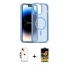 MARSİLYAN™- iPhone 14 Kılıf Siluet Minimal Prime - Siyah Buffer Cam Ekran Koruyucu + Kırmızı Shine Kamera Lens
