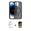MARSİLYAN™- iPhone 14 Kılıf Siluet Minimal Prime - Siyah Buffer Cam Ekran Koruyucu + Shine Kamera Lens - MI