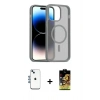 MARSİLYAN™- iPhone 14 Kılıf Siluet Minimal Prime - Siyah Buffer Cam Ekran Koruyucu + Shine Kamera Lens - MI