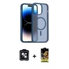 MARSİLYAN™- iPhone 14 Kılıf Siluet Minimal Prime - Siyah Buffer Cam Ekran Koruyucu + PVD Metal Kamera Lens - YL