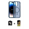 MARSİLYAN™- iPhone 14 Kılıf Siluet Minimal Prime - Siyah Buffer Cam Ekran Koruyucu + PVD Metal Kamera Lens - TU