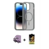 MARSİLYAN™- iPhone 14 Kılıf Siluet Minimal Prime - Siyah Buffer Cam Ekran Koruyucu + Raze Metal Kamera Lens - SH