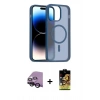 MARSİLYAN™- iPhone 14 Kılıf Siluet Minimal Prime - Siyah Buffer Cam Ekran Koruyucu + Raze Metal Kamera Lens - SH