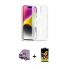 MARSİLYAN™- iPhone 14 Kılıf Siluet Minimal Prime - Siyah Buffer Cam Ekran Koruyucu + Raze Metal Kamera Lens - GS
