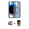 MARSİLYAN™- iPhone 14 Kılıf Siluet Minimal Prime - Siyah Buffer Cam Ekran Koruyucu + Raze Metal Kamera Lens - MR