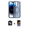 MARSİLYAN™- iPhone 14 Kılıf Siluet Minimal Prime - Siyah Buffer Hayalet Cam Ekran Koruyucu + PVD Metal Kamera Lens - GS