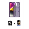 MARSİLYAN™- iPhone 14 Kılıf Siluet Minimal Prime - Siyah Buffer Hayalet Cam Ekran Koruyucu + PVD Metal Kamera Lens - TU