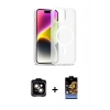 MARSİLYAN™- iPhone 14 Kılıf Siluet Minimal Prime - Siyah Buffer Hayalet Cam Ekran Koruyucu + PVD Metal Kamera Lens - TU