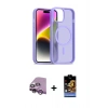 MARSİLYAN™- iPhone 14 Kılıf Siluet Minimal Prime - Siyah Buffer Hayalet Cam Ekran Koruyucu + Raze Metal Kamera Lens - MR