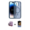 MARSİLYAN™- iPhone 14 Kılıf Siluet Minimal Prime - Siyah Buffer Hayalet Cam Ekran Koruyucu + Raze Metal Kamera Lens - KI