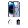 MARSİLYAN™- iPhone 14 Kılıf Siluet Minimal Prime - Siyah Buffer Hayalet Cam Ekran Koruyucu + Shine Kamera Lens - KI