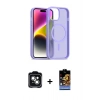 MARSİLYAN™- iPhone 14 Kılıf Siluet Minimal Prime - Siyah Buffer Hayalet Cam Ekran Koruyucu + PVD Metal Kamera Lens - YL