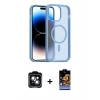 MARSİLYAN™- iPhone 14 Kılıf Siluet Minimal Prime - Siyah Buffer Hayalet Cam Ekran Koruyucu + PVD Metal Kamera Lens - YL
