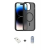MARSİLYAN™- iPhone 14 Kılıf Siluet Minimal Prime - Siyah Joko Magic 5D Cam + Diamond Kamera Lens - SABE
