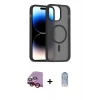 MARSİLYAN™- iPhone 14 Kılıf Siluet Minimal Prime - Siyah Joko Magic 5D Cam + Raze Metal Kamera Lens - KI