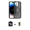MARSİLYAN™- iPhone 14 Kılıf Siluet Minimal Prime - Siyah Joko Magic 5D Hayalet Cam + PVD Metal Kamera Lens - MI