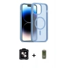 MARSİLYAN™- iPhone 14 Kılıf Siluet Minimal Prime - Siyah Joko Magic 5D Hayalet Cam + Turuncu PVD Metal Kamera Lens