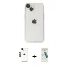 MARSİLYAN™- iPhone 14 Kılıf Ufuk Minimal Özel Seri - Şeffaf Pasifik Cam Ekran Koruyucu + Shine Kamera Lens - SH