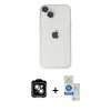 MARSİLYAN™- iPhone 14 Kılıf Ufuk Minimal Özel Seri - Şeffaf Royal Nano Ekran Koruyucu + PVD Metal Kamera Lens - GS