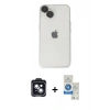 MARSİLYAN™- iPhone 14 Kılıf Ufuk Minimal Özel Seri - Şeffaf Royal Nano Ekran Koruyucu + PVD Metal Kamera Lens - SH