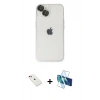 MARSİLYAN™- iPhone 14 Kılıf Ufuk Minimal Özel Seri - Siyah 3D Antistatik Cam Ekran Koruyucu + Diamond Kamera Lens - KI