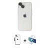 MARSİLYAN™- iPhone 14 Kılıf Ufuk Minimal Özel Seri - Siyah 3D Antistatik Cam Ekran Koruyucu + Shine Kamera Lens - SH