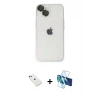 MARSİLYAN™- iPhone 14 Kılıf Ufuk Minimal Özel Seri - Siyah 3D Antistatik Cam Ekran Koruyucu + Diamond Kamera Lens - YL